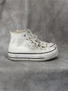 Converse High-Top Platform Sneakers — White with Black Stripe